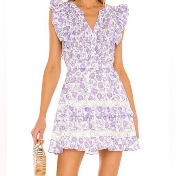 BB Dakota x Steve Madden Ruffled Fit & Flare Mariposa Dress Purple Floral Dress - Picture 2 of 6